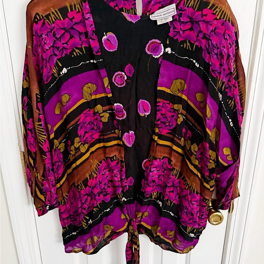 Vibrant Floral Kimono Blouse Y2K